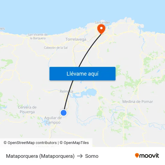Mataporquera (Mataporquera) to Somo map