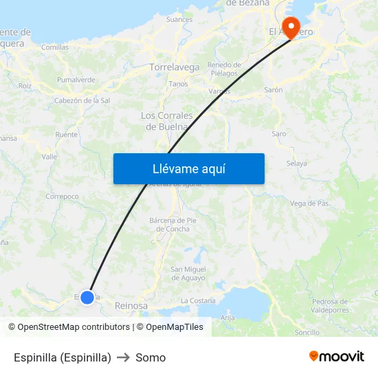 Espinilla (Espinilla) to Somo map