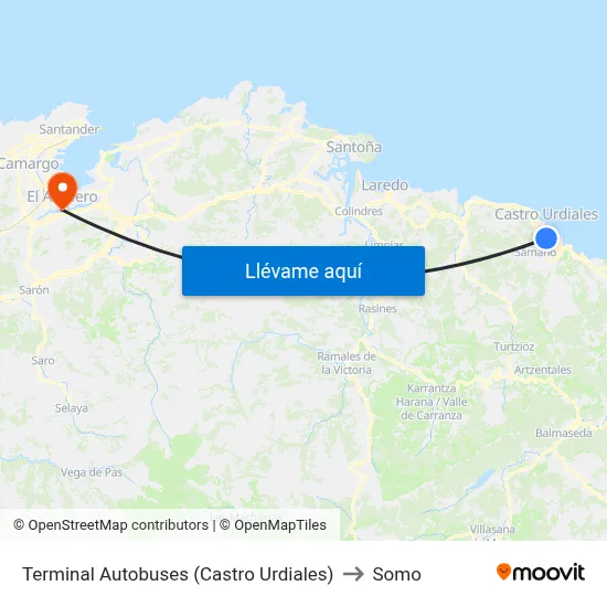 Terminal Autobuses (Castro Urdiales) to Somo map
