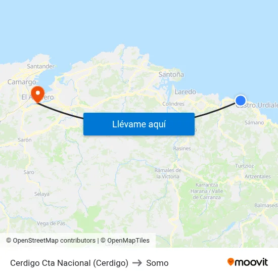 Cerdigo Cta Nacional (Cerdigo) to Somo map