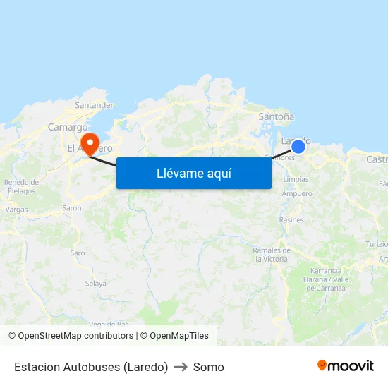 Estacion Autobuses (Laredo) to Somo map
