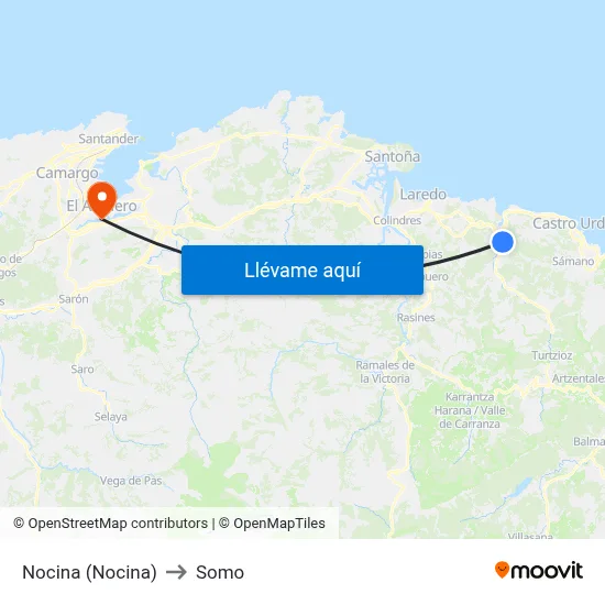 Nocina (Nocina) to Somo map