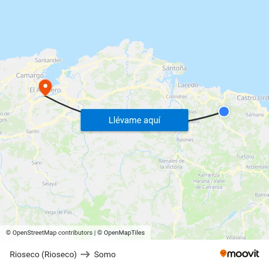 Rioseco (Rioseco) to Somo map