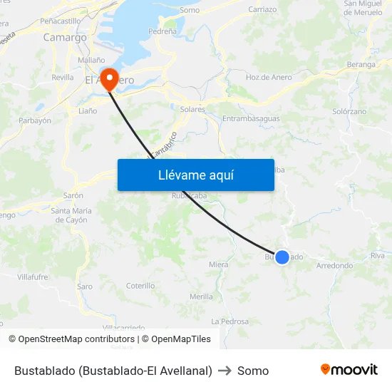 Bustablado (Bustablado-El Avellanal) to Somo map