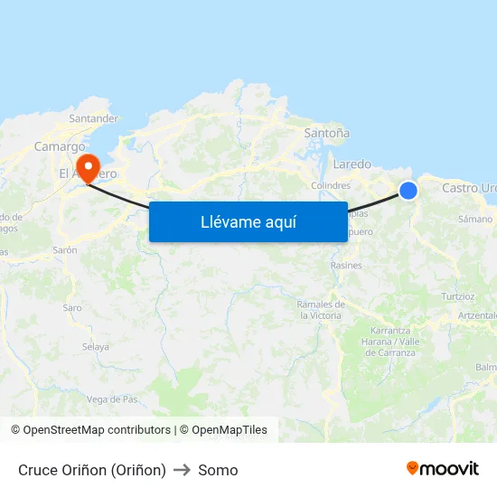 Cruce Oriñon (Oriñon) to Somo map
