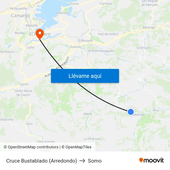 Cruce Bustablado (Arredondo) to Somo map