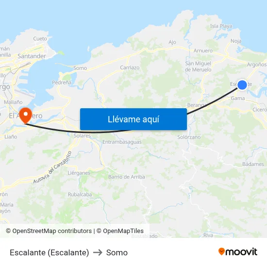 Escalante (Escalante) to Somo map