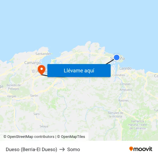 Dueso (Berria-El Dueso) to Somo map