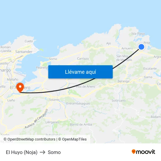 El Huyo (Noja) to Somo map