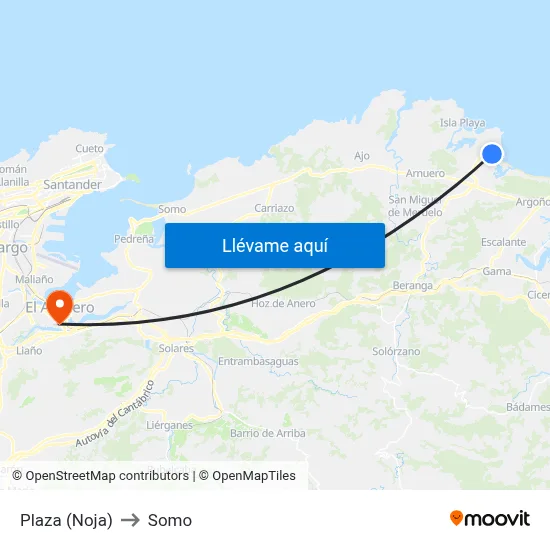 Plaza (Noja) to Somo map