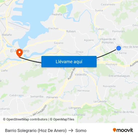 Barrio Solegrario (Hoz De Anero) to Somo map