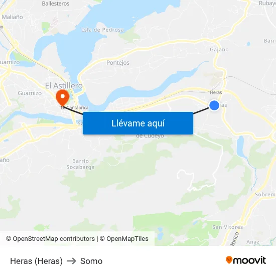 Heras (Heras) to Somo map