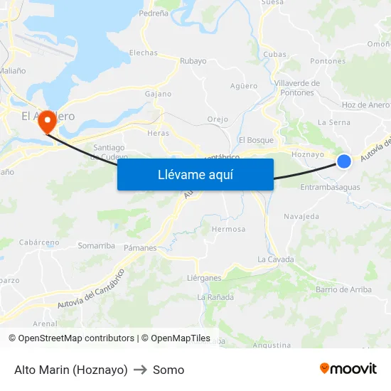 Alto Marin (Hoznayo) to Somo map