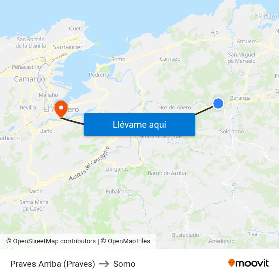 Praves Arriba (Praves) to Somo map