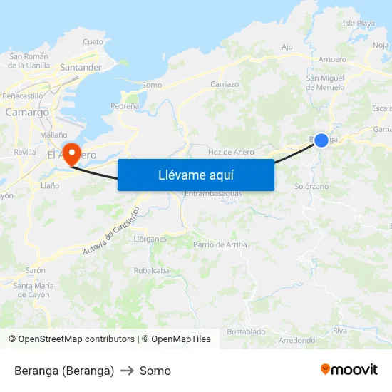 Beranga (Beranga) to Somo map