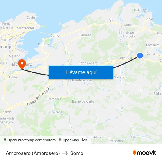 Ambrosero (Ambrosero) to Somo map