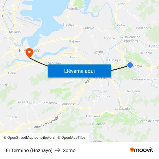 El Termino (Hoznayo) to Somo map