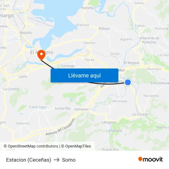 Estacion (Ceceñas) to Somo map