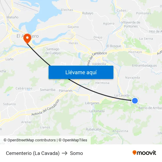 Cementerio (La Cavada) to Somo map