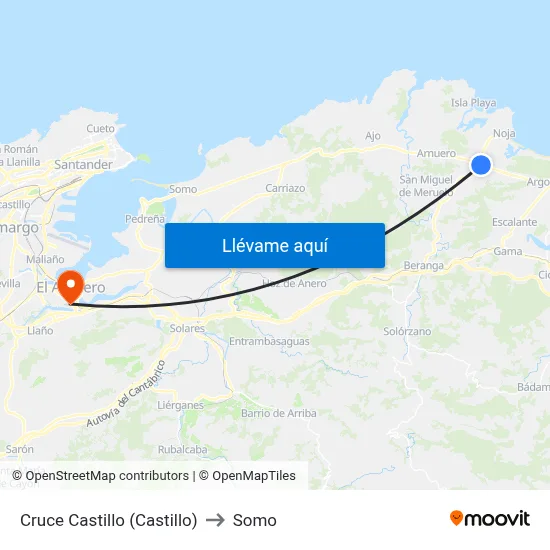 Cruce Castillo (Castillo) to Somo map