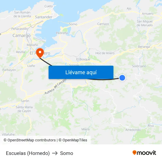 Escuelas (Hornedo) to Somo map