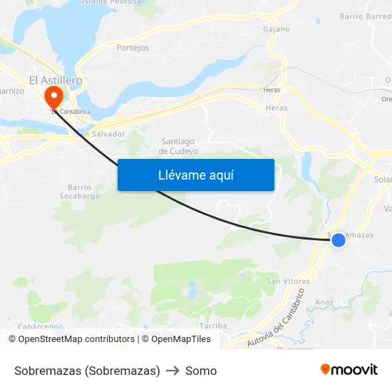 Sobremazas (Sobremazas) to Somo map