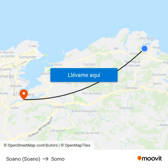 Soano (Soano) to Somo map