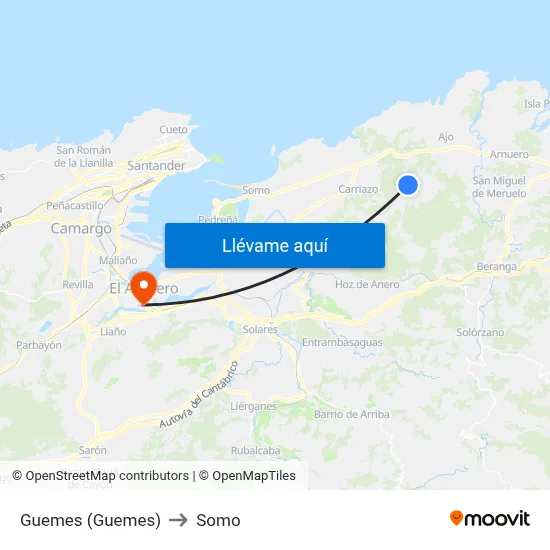 Guemes (Guemes) to Somo map