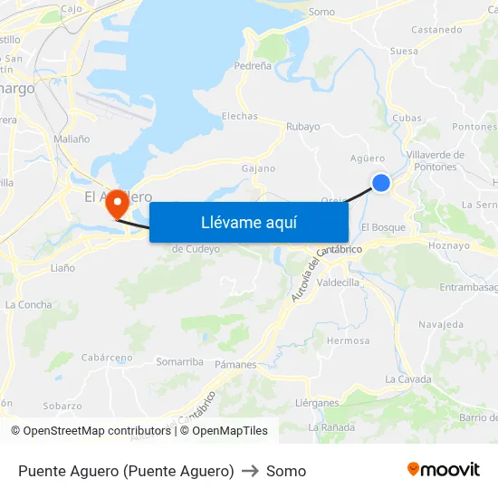Puente Aguero (Puente Aguero) to Somo map