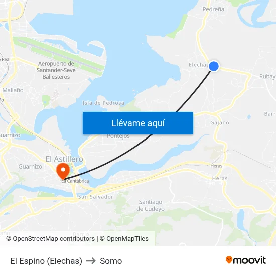 El Espino (Elechas) to Somo map