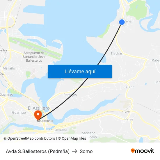 Avda S.Ballesteros (Pedreña) to Somo map