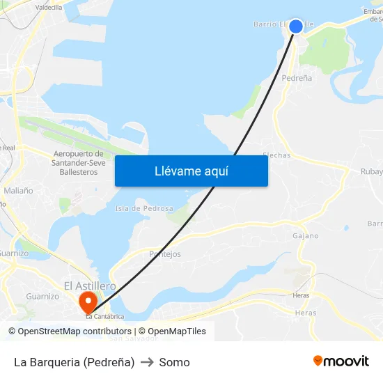 La Barqueria (Pedreña) to Somo map