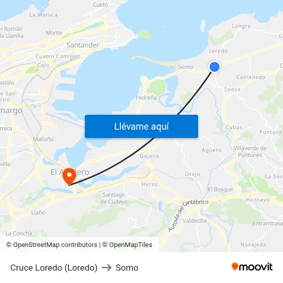 Cruce Loredo (Loredo) to Somo map