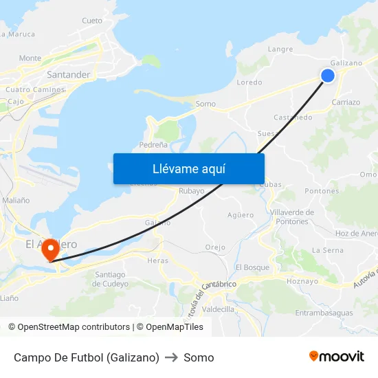 Campo De Futbol (Galizano) to Somo map