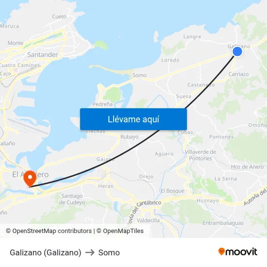 Galizano (Galizano) to Somo map