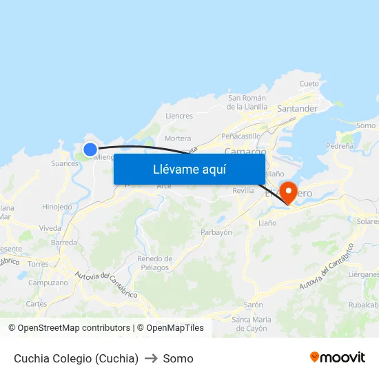 Cuchia Colegio (Cuchia) to Somo map