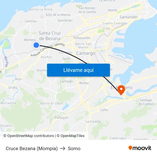 Cruce Bezana (Mompia) to Somo map