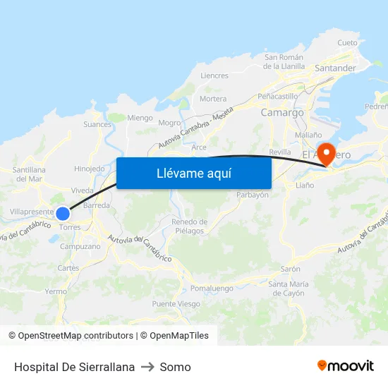 Hospital De Sierrallana to Somo map