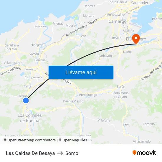 Las Caldas De Besaya to Somo map