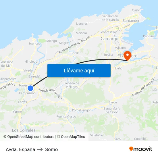 Avda. España to Somo map