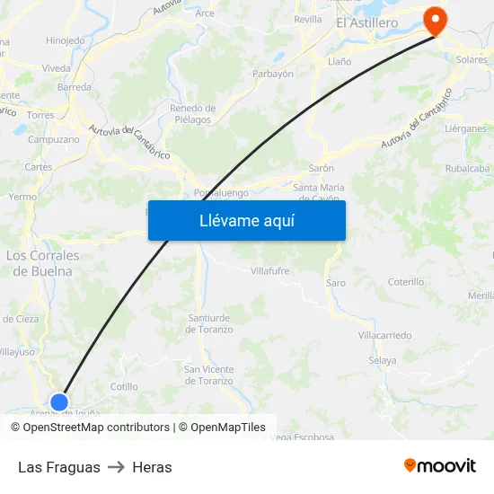 Las Fraguas to Heras map