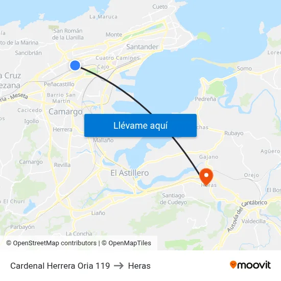 Cardenal Herrera Oria 119 to Heras map