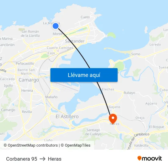 Corbanera 95 to Heras map