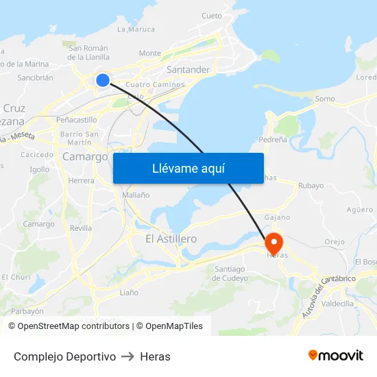 Complejo Deportivo to Heras map