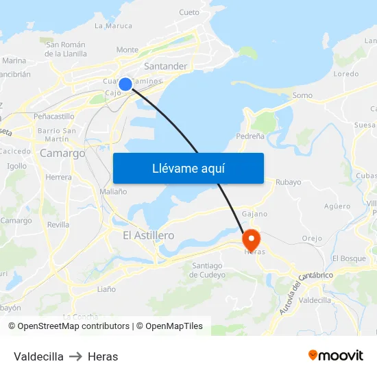 Valdecilla to Heras map
