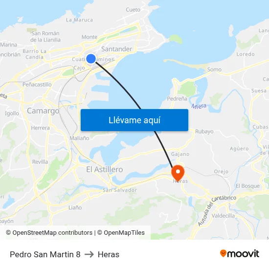 Pedro San Martin 8 to Heras map