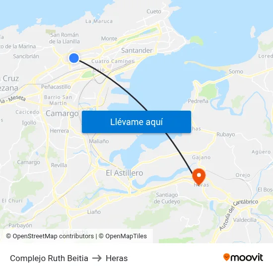 Complejo Ruth Beitia to Heras map