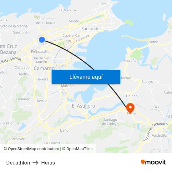 Decathlon to Heras map