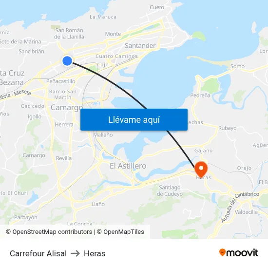 Carrefour Alisal to Heras map