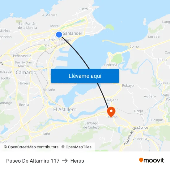 Paseo De Altamira 117 to Heras map